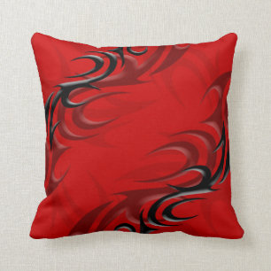 Black on Red "Smoke" Pillow