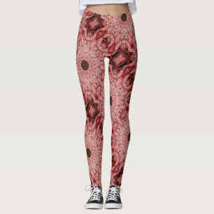 black on red squiggly leggings