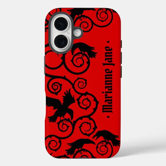 Black on Red Witch Gothic Victorian Raven Goth Case-Mate iPhone Case (Back)