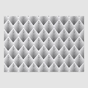 Black on White Art Deco Fan Flowers Pattern Tissue Paper