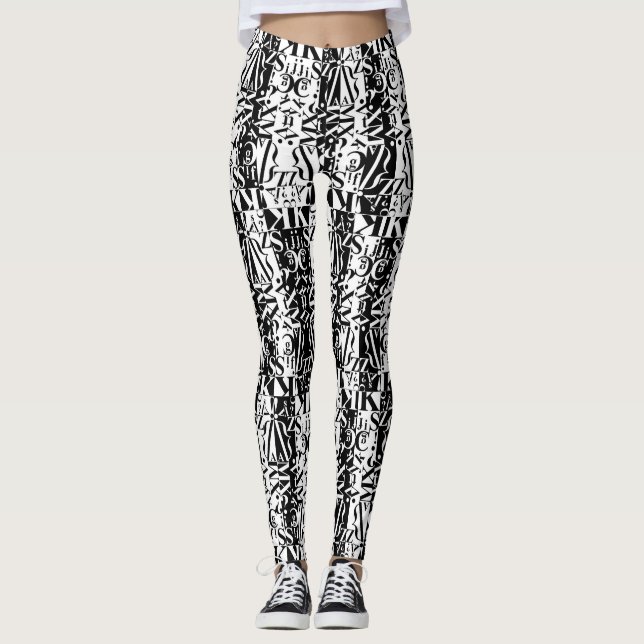 black on white avantacular leggings (Front)