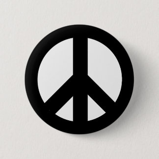 Black on White CND Peace Symbol 6 Cm Round Badge