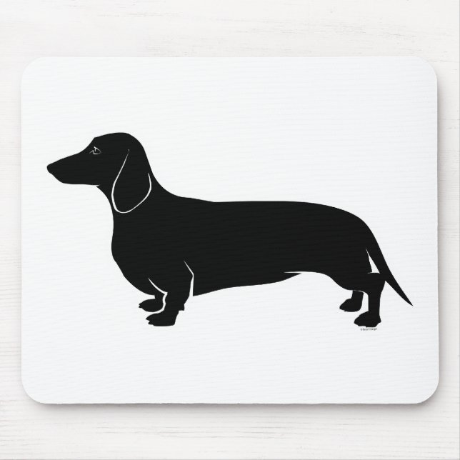Black on White Dachsund Mouse Pad (Front)