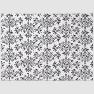Black on White Elegant Floral Damask Tissue Paper