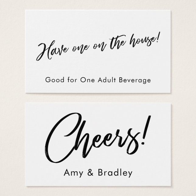 Black on White Handwriting Script Drink Tickets (Front & Back)