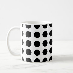 Black on White Large Size Diagonal Polka Dots Coffee Mug