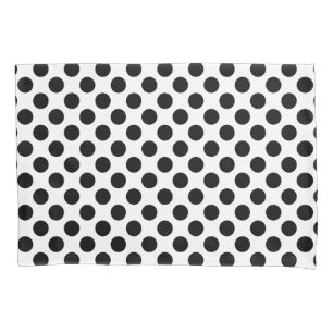 Black on White Large Size Polka Dots Pillowcase