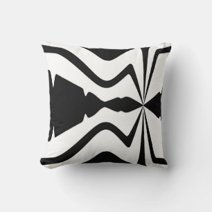 Black on White Large Sound Wave Mosaic Design Cushion