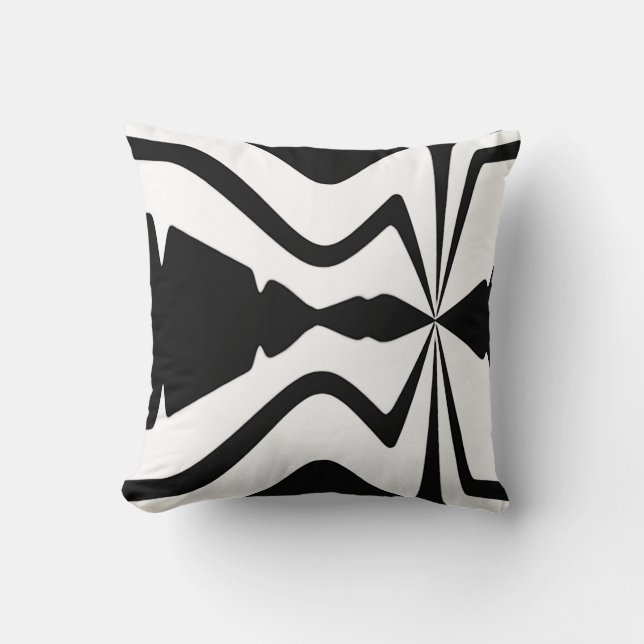 Black on White Large Sound Wave Mosaic Design Cushion (Front)