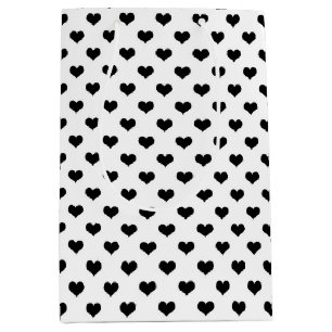 Black On White Lovely Hearts Design Medium Gift Bag