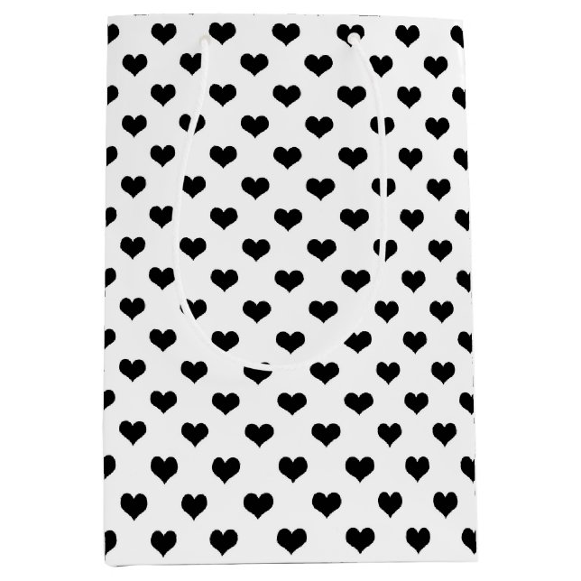 Black On White Lovely Hearts Design  Medium Gift Bag (Front)