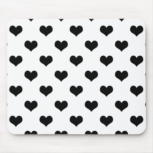 Black On White Lovely Hearts Design  Mouse Pad (Front)