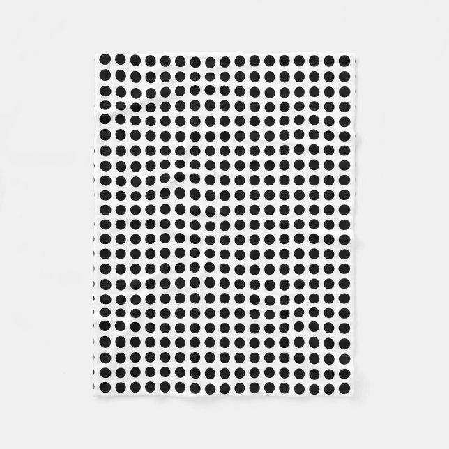 Black on White Medium Size Horizontal Polka Dots Fleece Blanket (Front)