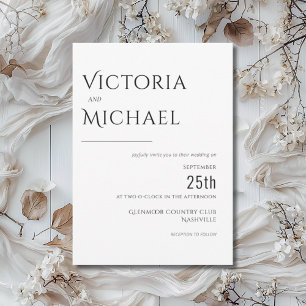 Black on White Modern Customised Wedding Invitation