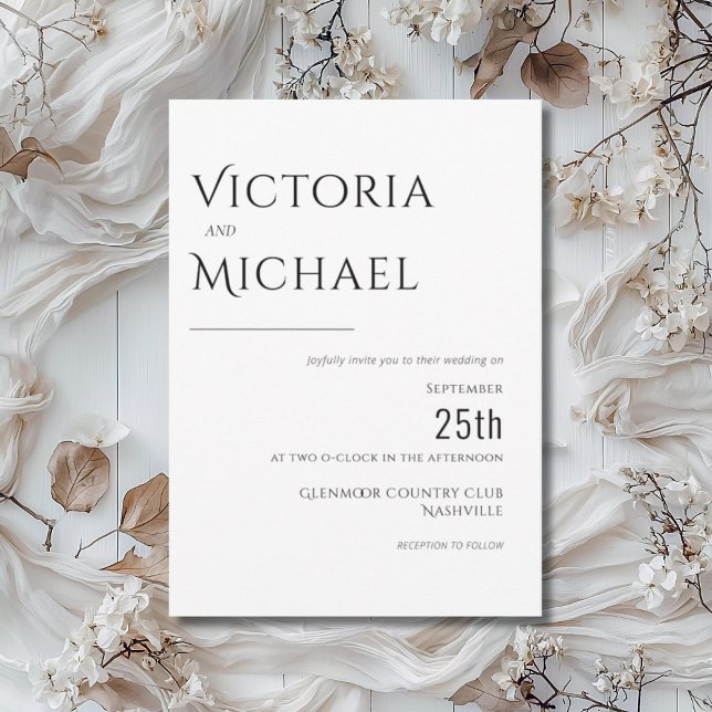 Black on White Modern Customised Wedding Invitation (Creator Uploaded)