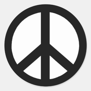Black on White Peace Sign Classic Round Sticker