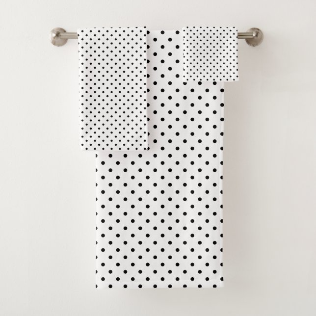 Black on White Polka Dot Pattern Bath Towel Set (Insitu)