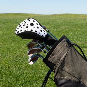 Black on White Polka Dot Pattern Golf Head Cover