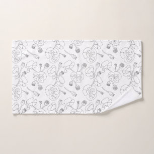 Black on White Poppies Hand Towel