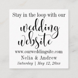 Black on White Pretty Typography Wedding Website Enclosure Card
