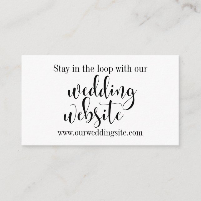Black on White Pretty Typography Wedding Website Enclosure Card (Front)