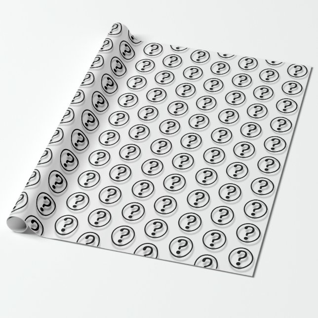 Black On White Question Marks Wrapping Paper (Unrolled)