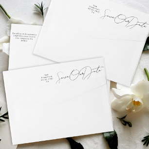 Black on White Save The Date Return Address Wrap Around Label