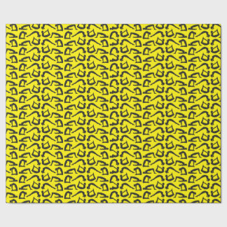 Black On Yellow Yoga Positions Silhouettes Wrapping Paper