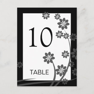 Black Onxy Floral Pattern Template Table Numbers Postcard