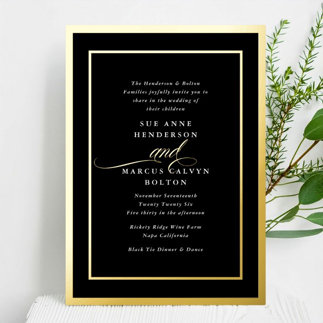 Black Onyx Formal Calligraphy Gold Frame Wedding (Creator Uploaded)
