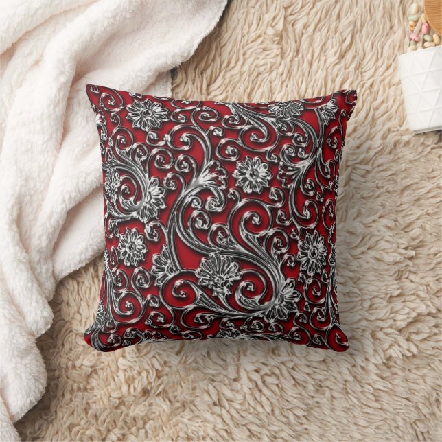 Black Onyx Paisley Throw Pillow (Blanket)