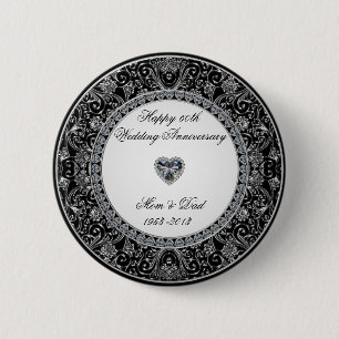 Black Onyx Style Diamond Wedding Anniversary 6 Cm Round Badge