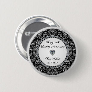 Black Onyx Style Diamond Wedding Anniversary 6 Cm Round Badge
