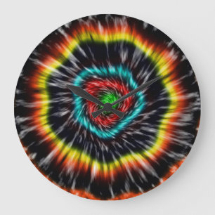 Black Opal Tie Dye,   Large Clock