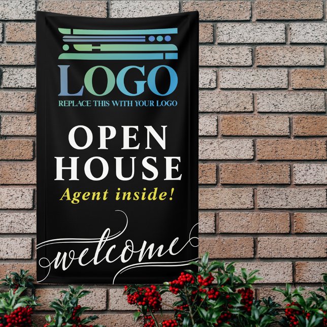 Black Open House Realtor Logo Welcome Banner (Creator Uploaded)