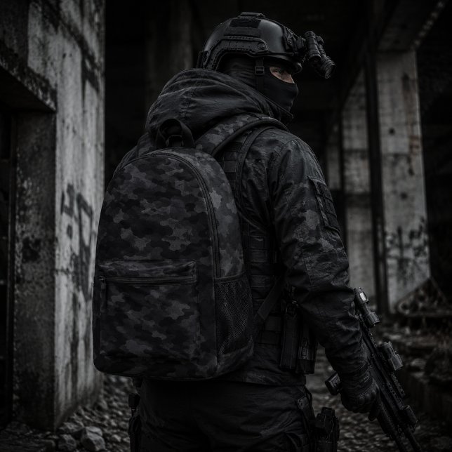 Black Ops Stealth Camouflage Pattern Printed Backpack (Creator Uploaded)
