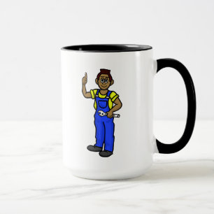 Black or African-American Auto Mechanic Mug + Name