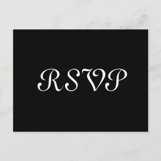 Black or ANY COLOR Trendy RSVP Wedding Response Invitation Postcard