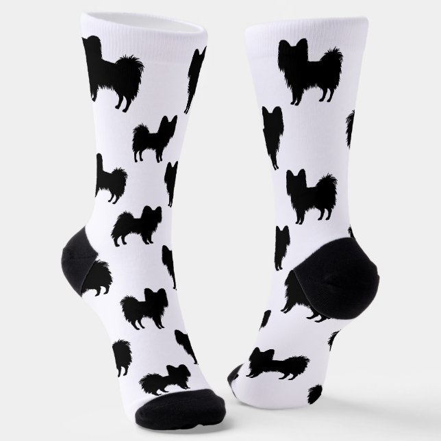 Black (Or Other Colour) Papillon Silhouette Patter Socks (Angled)