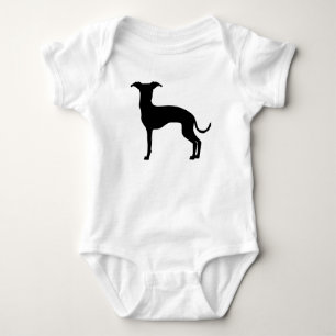 Black (Or Your Colour) Italian Greyhound Silhouett Baby Bodysuit