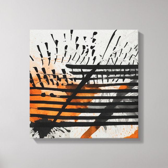 Black Orange Abstract Watercolor wall art (Front)