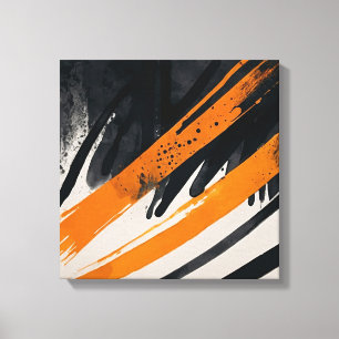 Black Orange Abstract Watercolor wall art