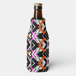 Black, Orange, And Pink Hand Drawn Arrow Pattern Bottle Cooler