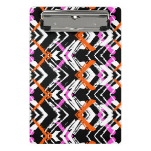Black, Orange, And Pink Hand Drawn Arrow Pattern Mini Clipboard
