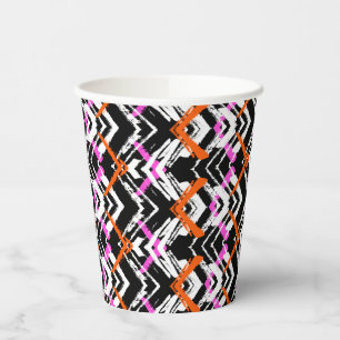 Black, Orange, And Pink Hand Drawn Arrow Pattern Paper Cups