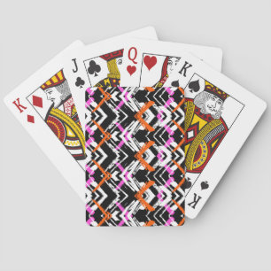 Black, Orange, And Pink Hand Drawn Arrow Pattern Playing Cards