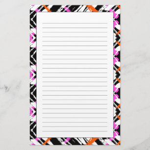 Black, Orange, And Pink Hand Drawn Arrow Pattern Stationery