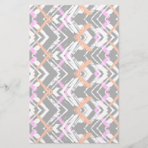 Black, Orange, And Pink Hand Drawn Arrow Pattern Stationery