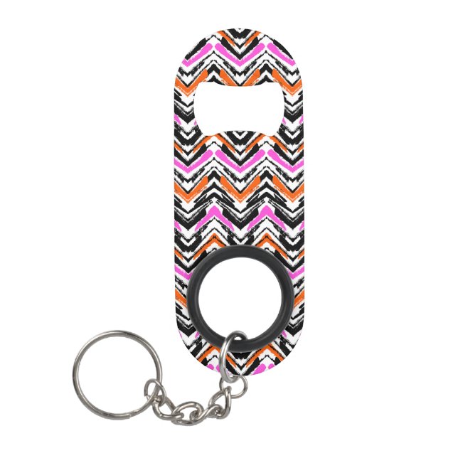 Black, Orange, And Pink Hand Drawn Chevron Pattern (Front)