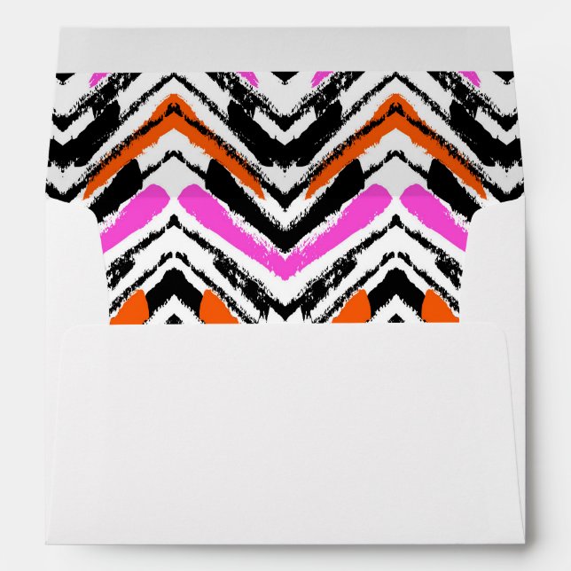 Black, Orange, And Pink Hand Drawn Chevron Pattern Envelopes (Back (Bottom))